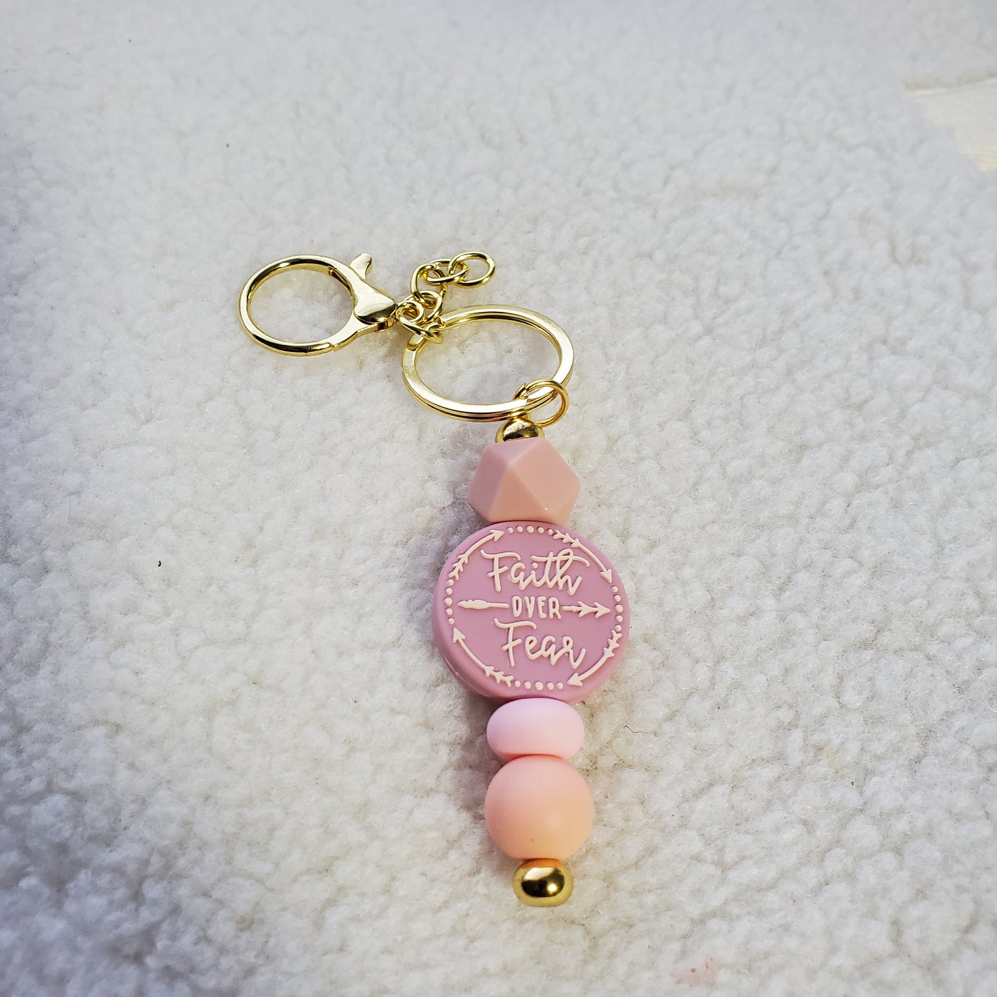 Faith Over Fear Bead Keychain