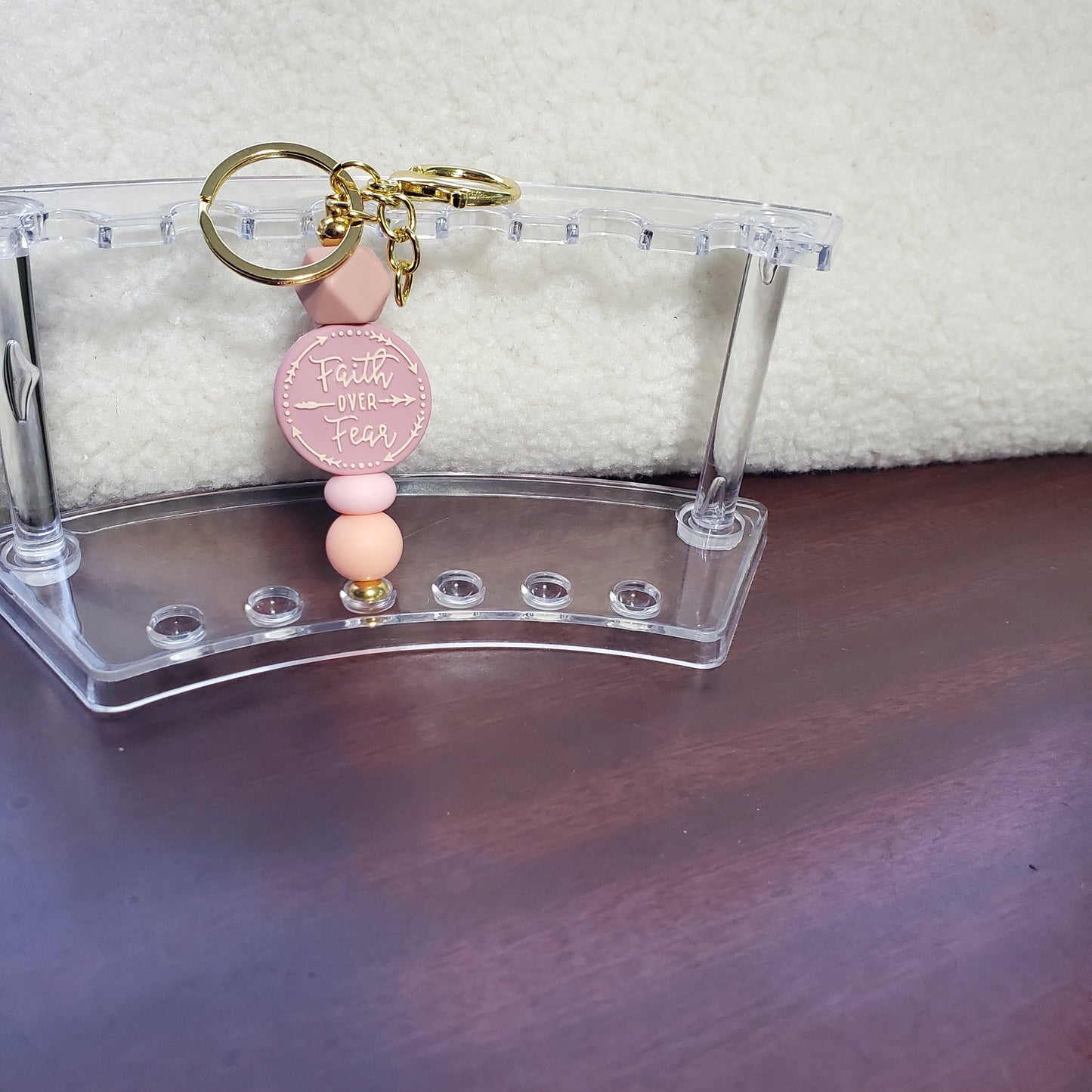 Faith Over Fear Bead Keychain