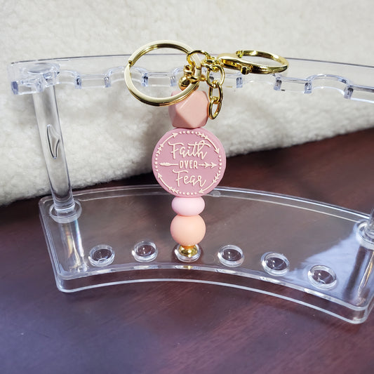 Faith Over Fear Bead Keychain